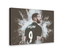 Mnyuein Póster de Karim Benzema con diseño de jugador de fútbol, lienzo decorativo para pared, pinturas para sala de estar, dormitorio, marco de decoración de 30 x 45 cm