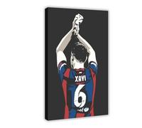 Mnyuein Póster de Xavi Hernandez con diseño de fútbol, lienzo para decoración de pared, cuadros para sala de estar, dormitorio, marco de decoración, 50 x 75 cm