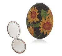 MNYXIS Espejo de Bolsillo Plegable con Diseño de Girasol, Espejo Maquillaje Portátil Estilo Vintage, Espejo Bolso, Espejito de Mano Compacto de Metal y Cristal para Mujer y Niñas, Ideal para Viajes