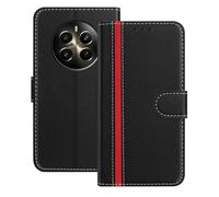 Mo-Beauty Funda para Realme 12 4G/12+ 5G, Carcasa de Cuero PU Magnética con 3 Ranuras para Tarjetas, Flip Antigolpes Protectora Piel (Negro)