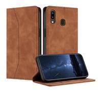 Mo-Beauty Funda para Samsung Galaxy A20E/A10E, Funda Samsung A20E con Tapa, Galaxy A10E Funda Libro de Cuero con Cáscara de TPU, Tipo Libro Flip Wallet Caso, Funda Piel para Samsung A20E/A10E(Caqui)
