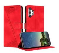 Mo-Beauty Funda para Samsung Galaxy A32 5G, Carcasa de Cuero PU Magnético Caso a Libro Magnético Soporte Plegable Flip Antigolpes Protectora Funda para Samsung A32 5G - Rojo