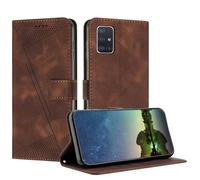 Mo-Beauty Funda para Samsung Galaxy A51 5G, Carcasa de Cuero PU Magnético Caso a Libro Magnético Soporte Plegable Flip Antigolpes Protectora Funda para Samsung A51 5G - Castaña