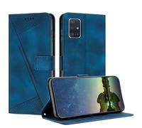 Mo-Beauty Funda para Samsung Galaxy A51 5G, Carcasa de Cuero PU Magnético Caso a Libro Magnético Soporte Plegable Flip Antigolpes Protectora Funda para Samsung A51 5G - Azul