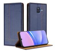 Mo-Beauty Funda para Samsung Galaxy A6 2018, Tipo Libro Leather Flip Carcasa Wallet para Samsung A6 2018 con [magnético][Soporte][Ranura Tarjeta] (Azul)