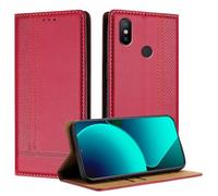 Mo-Beauty Funda para Xiaomi mi 6X / A2, Tipo Libro Leather Flip Carcasa Wallet para Xiaomi A2 con [magnético][Soporte][Ranura Tarjeta] (Rojo)
