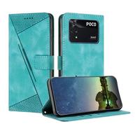 Mo-Beauty Funda para Xiaomi Mi Poco M4 Pro 4G, Carcasa de Cuero PU Magnético Caso a Libro Magnético Soporte Plegable Flip Antigolpes Protectora Funda para Xiaomi Mi Poco M4 Pro 4G - Azul Claro