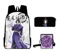 Mo Dao Zu Shi - Juego de mochila escolar de anime Wei Wu Xian/LAN Wang Ji, mochila escolar para estudiantes de anime + estuche + bolsa de hombro, Jiang Cheng, 30*13*40cm