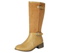 Mo Joc Botines para mujer con tacón de bloque de 3 cm, diseño retro, perfectos para vestidos y negocios, albaricoque, 41 EU