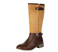 Mo Joc Botines para mujer con tacón de bloque de 3 cm, diseño retro, perfectos para vestidos y negocios, marrón, 41 EU