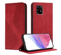 Mo-Somnus Funda para Galaxy A91 / M80S, Funda Carcasa de Cuero para Samsung S10 Lite, Premium Cuero Billetera Flip Protectora Carcasa Magnético con Cáscara de TPU, Ranura para Tarjeta (Rojo)