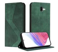 Mo-Somnus Funda para Galaxy J6 Plus 2018, Funda Carcasa de Cuero para Samsung J6 Plus 2018, Premium Cuero Billetera Flip Protectora Carcasa Magnético con Cáscara de TPU, Ranura para Tarjeta (Verde)