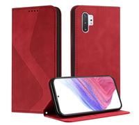 Mo-Somnus Funda para Galaxy Note 10 Plus, Funda Carcasa de Cuero para Samsung Note 10 Plus, Premium Cuero Billetera Flip Protectora Carcasa Magnético con Cáscara de TPU, Ranura para Tarjeta (Rojo)