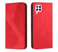 Mo-Somnus Funda para Huawei P40 Lite 4G/Nova 6 SE, Funda Carcasa de Cuero para Huawei P40 Lite 4G/Nova 6 SE, Cuero Billetera Flip Carcasa Magnético con Cáscara de TPU, Ranura para Tarjeta (Rojo)