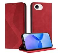 Mo-Somnus Funda para iPhone 16E, Funda Carcasa de Cuero para iPhone 16e, Premium Cuero Billetera Flip Protectora Carcasa Magnético con Cáscara de TPU, Ranura para Tarjeta (Rojo)
