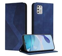 Mo-Somnus Funda para Moto G Stylus 2021 4G, Funda Carcasa de Cuero para Moto G Stylus 2021 4G, Premium Cuero Billetera Flip Protectora Carcasa Magnético con Cáscara de TPU, Ranura para Tarjeta (Azul)