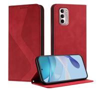Mo-Somnus Funda para Moto G Stylus 2022 4G, Funda Carcasa de Cuero para Moto G Stylus 2022 4G,Cuero Billetera Flip Protectora Carcasa Magnético con Cáscara de TPU, Ranura para Tarjeta (Rojo)