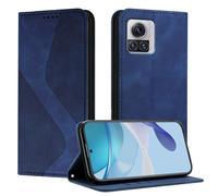 Mo-Somnus Funda para Motorola Moto Edge 30 Ultra, Funda Carcasa de Cuero para Moto X30 Pro 5G, Cuero Billetera Flip Protectora Carcasa Magnético con Cáscara de TPU, Ranura para Tarjeta (Azul)