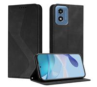 Mo-Somnus Funda para Motorola Moto G Play 4G 2024, Funda Carcasa de Cuero para Moto G Play 4G 2024, Cuero Billetera Flip Protectora Carcasa Magnético con Cáscara de TPU, Ranura para Tarjeta (Negro)