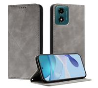 Mo-Somnus Funda para Motorola Moto G24 4G / G04 4G, Funda Carcasa de Cuero para Moto G04 4G, Premium Cuero Billetera Flip Protectora Carcasa Magnético con Cáscara de TPU, Ranura para Tarjeta (Gris)