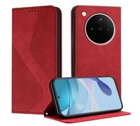 Mo-Somnus Funda para OPPO Find X8S+ 5G, Funda Carcasa de Cuero para OPPO Find X8s+ 5G, Premium Cuero Billetera Flip Protectora Carcasa Magnético con Cáscara de TPU, Ranura para Tarjeta (Rojo)