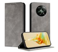 Mo-Somnus Funda para OPPO Realme 12 5G / 12X 5G, Funda Carcasa de Cuero para OPPO Realme 12X 5G, Premium Cuero Billetera Flip Protectora Carcasa Magnético con Ranura para Tarjeta (Gris)