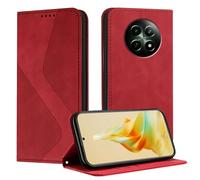 Mo-Somnus Funda para OPPO Realme 12 5G / 12X 5G, Funda Carcasa de Cuero para OPPO Realme 12X 5G, Premium Cuero Billetera Flip Protectora Carcasa Magnético con Ranura para Tarjeta (Rojo)