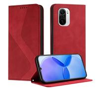 Mo-Somnus Funda para Redmi K40/ K40 Pro/Mi 11I, Funda Carcasa de Cuero para Xiaomi Poco F3, Premium Cuero Billetera Flip Protectora Carcasa Magnético con Cáscara de TPU, Ranura para Tarjeta (Rojo)