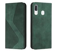 Mo-Somnus Funda para Samsung Galaxy A20/A30/M10S - Carcasa de Cuero Billetera Flip con Cáscara de Suave TPU y Cierre Magnético (Verde)
