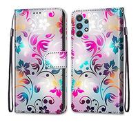 Mo-Somnus Funda para Samsung Galaxy A32 4G / A32 Lite, Funda Cartera Funda Libro Caso Piel PU con Tapa Magnético Billetera Flip Carcasa Cuero [Protección Completa] [Ranura para Tarjeta] (Flor 1)