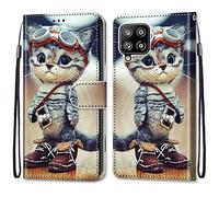 Mo-Somnus Funda para Samsung Galaxy A42 5G, Funda Cartera Funda Libro Caso Piel PU con Tapa Magnético Billetera Flip Carcasa Cuero [Protección Completa] [Ranura para Tarjeta] (Gato 1)