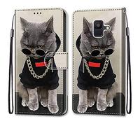 Mo-Somnus Funda para Samsung Galaxy A6 2018, Funda Cartera Funda Libro Caso Piel PU con Tapa Magnético Billetera Flip Carcasa Cuero [Protección Completa] [Ranura para Tarjeta] (Gatos 3)