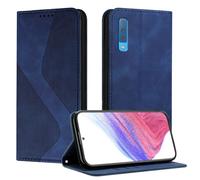 Mo-Somnus Funda para Samsung Galaxy A7 2018 / A750, Funda Carcasa de Cuero para Samsung A750, Premium Cuero Billetera Flip Protectora Carcasa Magnético con Cáscara de TPU, Ranura para Tarjeta (Azul)