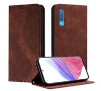 Mo-Somnus Funda para Samsung Galaxy A7 2018 / A750, Funda Carcasa de Cuero para Samsung A750, Premium Cuero Billetera Flip Protectora Carcasa Magnético con Cáscara de TPU, Ranura para Tarjeta (Marrón)