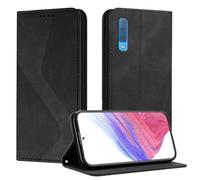 Mo-Somnus Funda para Samsung Galaxy A7 2018 / A750, Funda Carcasa de Cuero para Samsung A750, Premium Cuero Billetera Flip Protectora Carcasa Magnético con Cáscara de TPU, Ranura para Tarjeta (Negro)