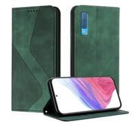 Mo-Somnus Funda para Samsung Galaxy A7 2018 / A750, Funda Carcasa de Cuero para Samsung A750, Premium Cuero Billetera Flip Protectora Carcasa Magnético con Cáscara de TPU, Ranura para Tarjeta (Verde)