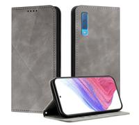 Mo-Somnus Funda para Samsung Galaxy A7 2018 / A750, Funda Carcasa de Cuero para Samsung A750, Premium Cuero Billetera Flip Protectora Carcasa Magnético con Cáscara de TPU, Ranura para Tarjeta (Gris)