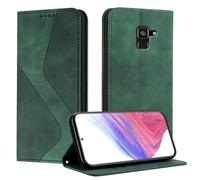 Mo-Somnus Funda para Samsung Galaxy A8 2018, Funda Carcasa de Cuero para Samsung A8 2018, Premium Cuero Billetera Flip Protectora Carcasa Magnético con Cáscara de TPU, Ranura para Tarjeta (Verde)