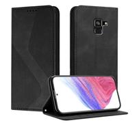 Mo-Somnus Funda para Samsung Galaxy A8 2018, Funda Carcasa de Cuero para Samsung A8 2018, Premium Cuero Billetera Flip Protectora Carcasa Magnético con Cáscara de TPU, Ranura para Tarjeta (Negro)