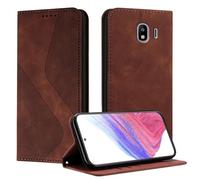 Mo-Somnus Funda para Samsung Galaxy J4 2018, Funda Carcasa de Cuero para Samsung J4 2018, Premium Cuero Billetera Flip Protectora Carcasa Magnético con Cáscara de TPU, Ranura para Tarjeta (Marrón)