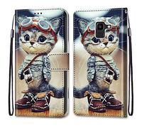 Mo-Somnus Funda para Samsung Galaxy J6 2018 / J600, Funda Cartera Funda Libro Caso Piel PU con Tapa Magnético Billetera Flip Carcasa Cuero [Protección Completa] [Ranura para Tarjeta] (Gato 1)
