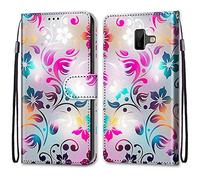 Mo-Somnus Funda para Samsung Galaxy J6 Plus 2018 / J6 Prime, Funda Cartera Funda Libro Caso Piel PU con Tapa Billetera Flip Carcasa Cuero [Protección Completa] [Ranura para Tarjeta] (Flor 1)