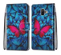 Mo-Somnus Funda para Samsung Galaxy J6 Plus 2018 / J6 Prime, Funda Cartera Funda Libro Caso Piel PU con Tapa Billetera Flip Carcasa Cuero [Protección Completa] [Ranura para Tarjeta] (Mariposa)