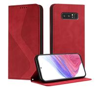 Mo-Somnus Funda para Samsung Galaxy Note 8, Funda Carcasa de Cuero para Samsung Note 8, Premium Cuero Billetera Flip Protectora Carcasa Magnético con Cáscara de TPU, Ranura para Tarjeta (Rojo)