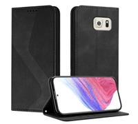 Mo-Somnus Funda para Samsung Galaxy S6 Edge, Funda Carcasa de Cuero para Samsung S6 Edge, Premium Cuero Billetera Flip Protectora Carcasa Magnético con Cáscara de TPU, Ranura para Tarjeta (Negro)