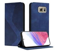 Mo-Somnus Funda para Samsung Galaxy S6, Funda Carcasa de Cuero para Samsung S6, Premium Cuero Billetera Flip Protectora Carcasa Magnético con Cáscara de TPU, Ranura para Tarjeta (Azul)