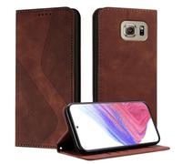 Mo-Somnus Funda para Samsung Galaxy S6, Funda Carcasa de Cuero para Samsung S6, Premium Cuero Billetera Flip Protectora Carcasa Magnético con Cáscara de TPU, Ranura para Tarjeta (Marrón)