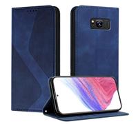 Mo-Somnus Funda para Samsung Galaxy S8, Funda Carcasa de Cuero para Samsung S8, Premium Cuero Billetera Flip Protectora Carcasa Magnético con Cáscara de TPU, Ranura para Tarjeta (Azul)