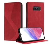 Mo-Somnus Funda para Samsung Galaxy S8, Funda Carcasa de Cuero para Samsung S8, Premium Cuero Billetera Flip Protectora Carcasa Magnético con Cáscara de TPU, Ranura para Tarjeta (Rojo)