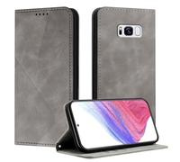 Mo-Somnus Funda para Samsung Galaxy S8 Plus, Funda Carcasa de Cuero para Samsung S8 Plus, Premium Cuero Billetera Flip Protectora Carcasa Magnético con Cáscara de TPU, Ranura para Tarjeta (Gris)